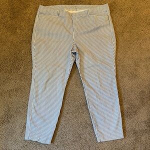 Old Navy Pixie Pants Women’s 18 Regular Mid-Rise Blue/White Stripe Stretch Ankle